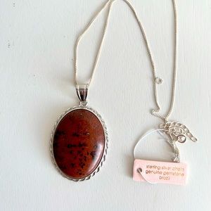 Tabitha Webb Sterling Silver Chain Genuine Gemstone Mahogany Obsidian Necklace